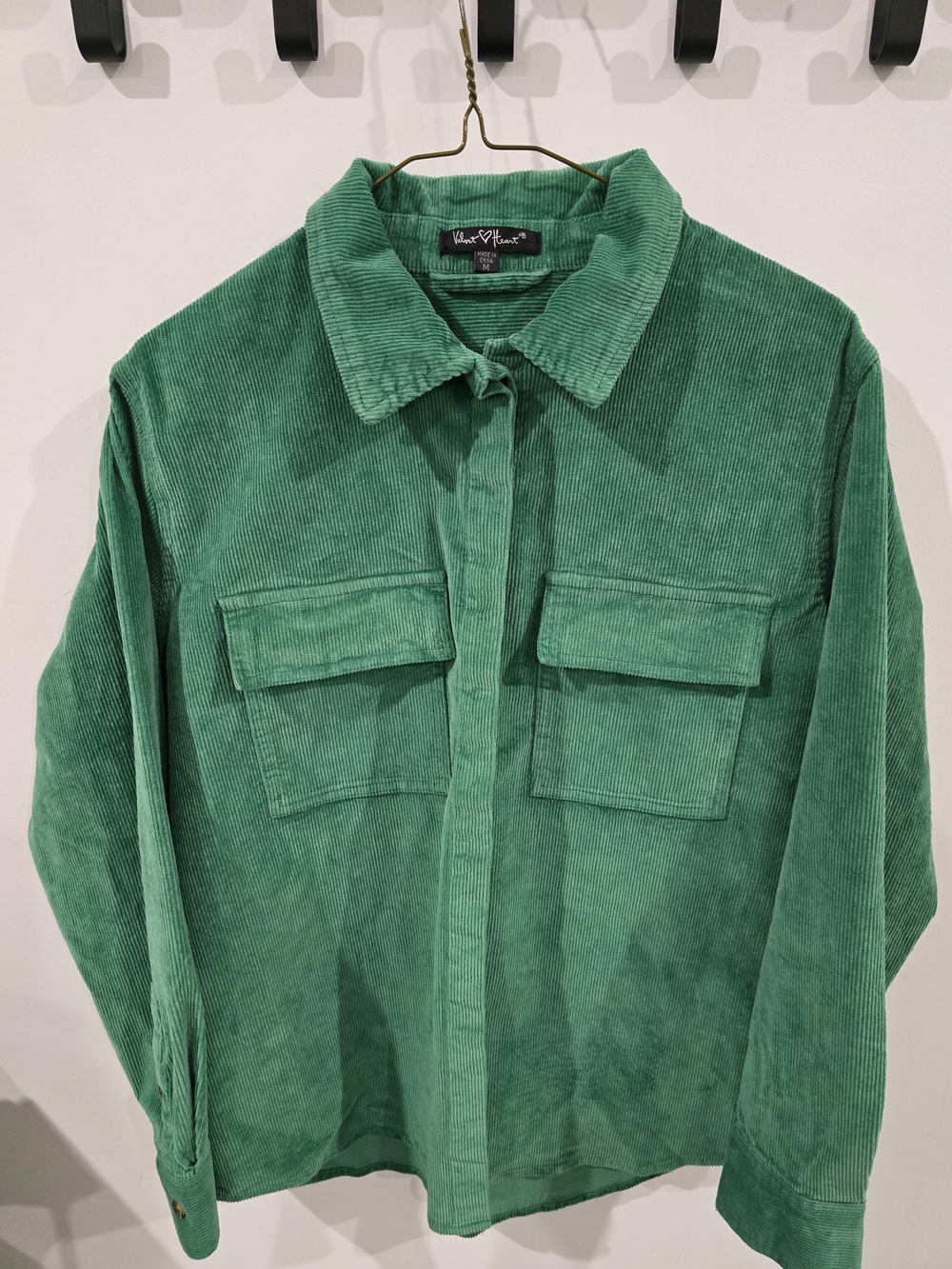 Velvet Heart Green Corduroy Button-Down Shirt Jacket